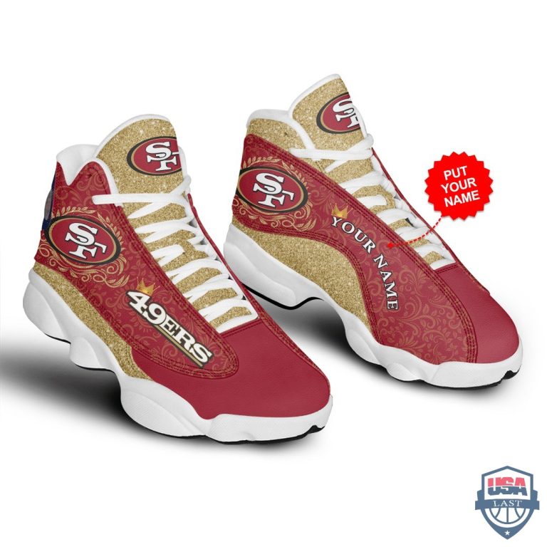 Personalized-San-Francisco-49Ers-Glitter-Air-Jordan-13-Shoes-2