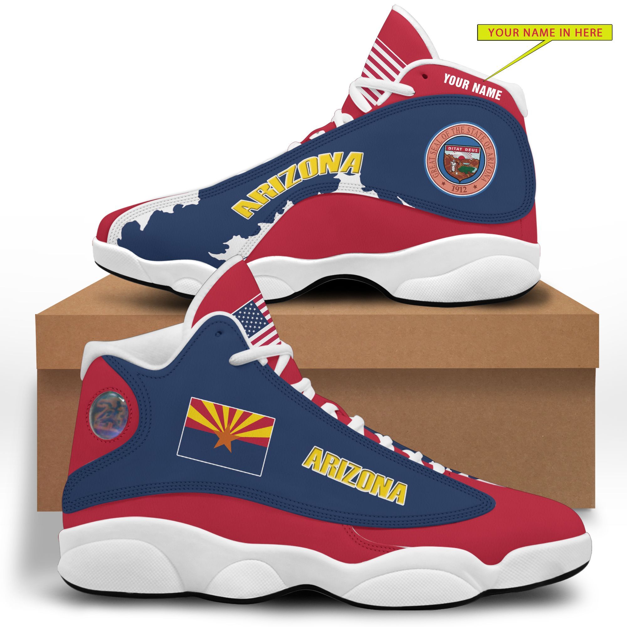 Personalized Seal Of Arizona Flag Custom Air Jordan 13 Shoes Personalized Seal Of Arizona Flag Custom Air Jordan 13 Shoes