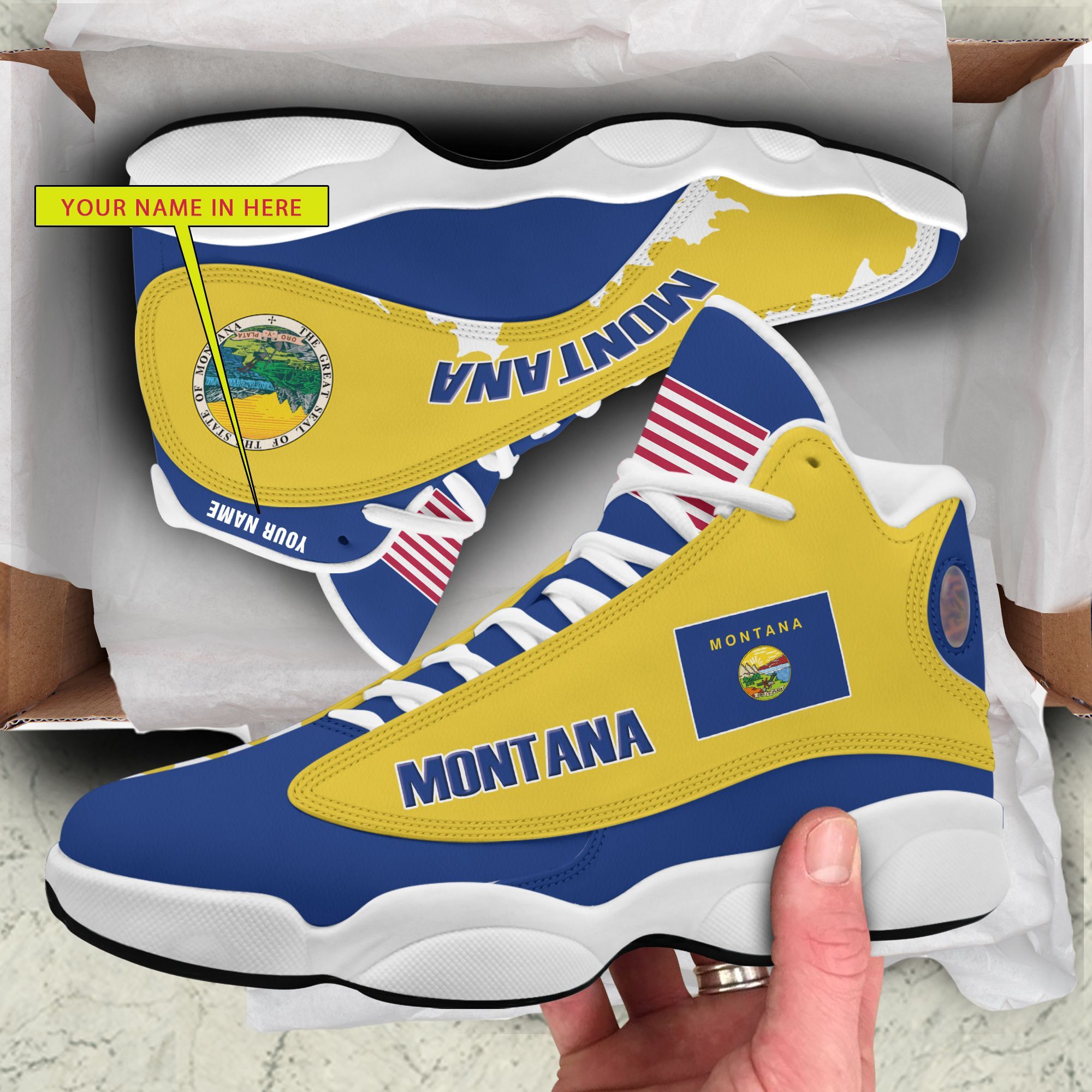 Personalized Seal Of Montana Custom Air Jordan 13 Shoes Personalized Seal Of Montana Custom Air Jordan 13 Shoes