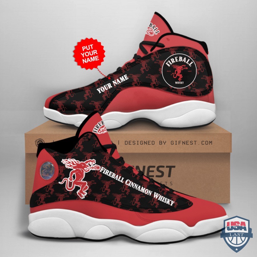 Personalized Shoes Fireball Cinnamon Whisky Air Jordan 13 Custom Name Personalized Shoes Fireball Cinnamon Whisky Air Jordan 13 Custom Name