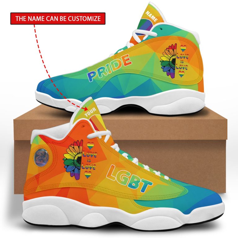Personalized-Sunflowers-Lgbt-Love-Is-Love-Custom-Air-Jordan-13-Shoes-2