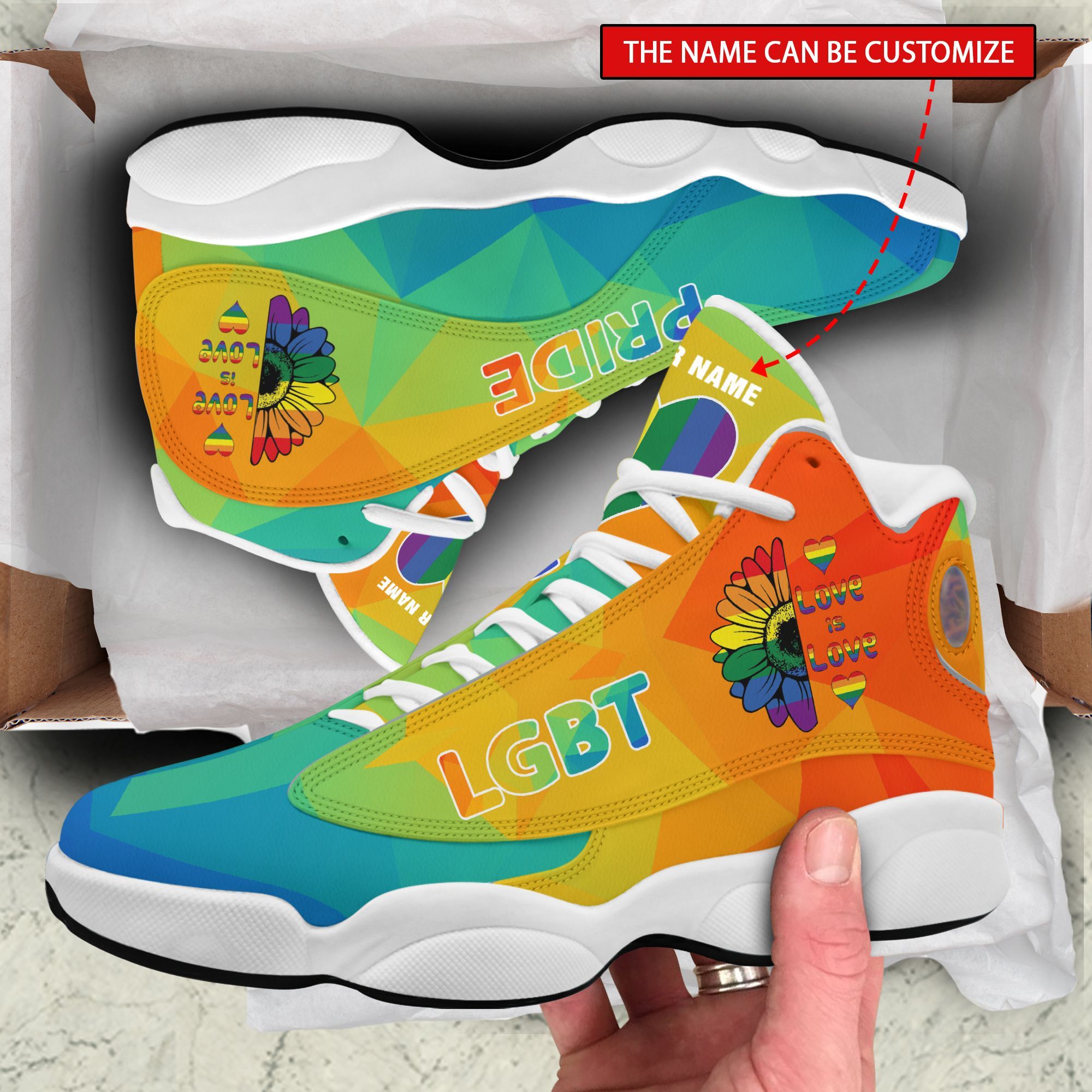 Personalized Sunflowers Lgbt Love Is Love Custom Air Jordan 13 Shoes Personalized Sunflowers Lgbt Love Is Love Custom Air Jordan 13 Shoes