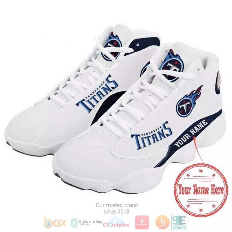 Personalized Tennessee Titans Football Nfl Team Logo Custom White Air Jordan 13 Shoes Personalized Tennessee Titans Football Nfl Team Logo Custom White Air Jordan 13 Shoes