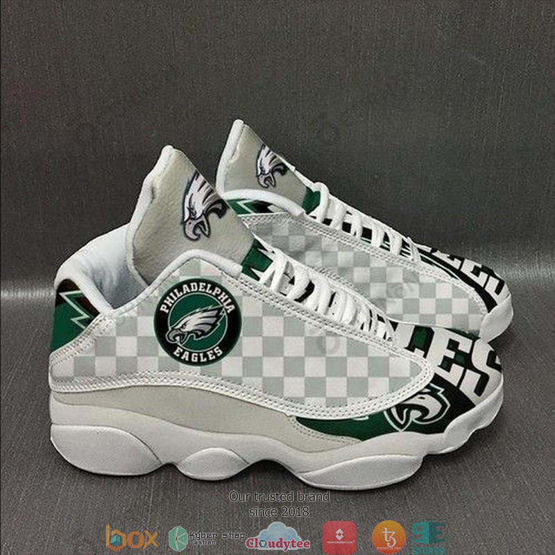 Philadelphia Eagles Nfl Football Teams Checkerboard Air Jordan 13 Sneaker Shoes Philadelphia Eagles Nfl Football Teams Checkerboard Air Jordan 13 Sneaker Shoes