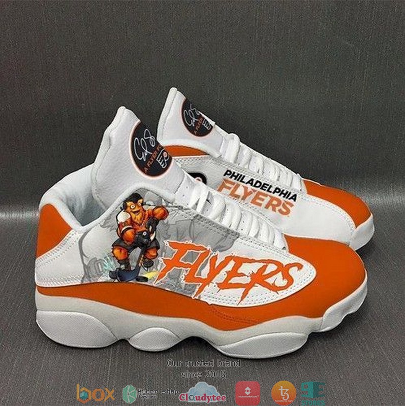 Philadelphia Flyers Nhl Football Teams Big Logo Air Jordan 13 Sneaker Shoes Philadelphia Flyers Nhl Football Teams Big Logo Air Jordan 13 Sneaker Shoes