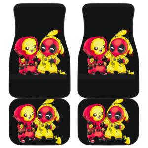 Pikachu Deadpool Funny Custom in Black theme Car Floor Mats 191029