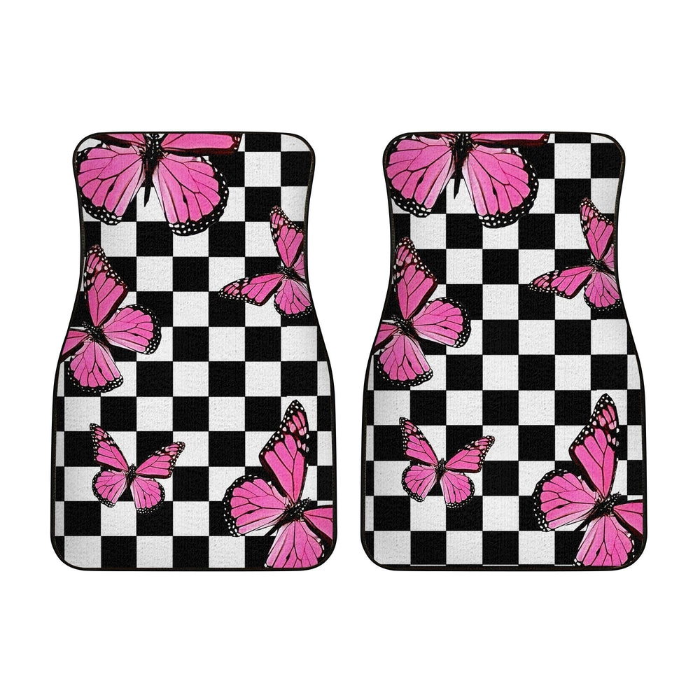 Pink-Butterfly-Car-Floor-Mats-Custom-Checkerboard-Car-Accessories-1