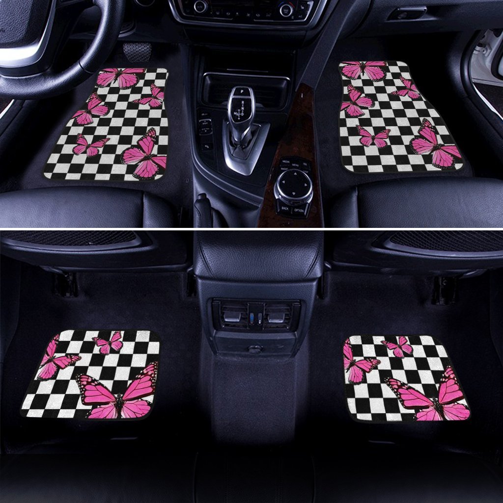 Pink-Butterfly-Car-Floor-Mats-Custom-Checkerboard-Car-Accessories-2