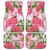 Pink Flamingo Car Floor Mats Custom Hibiscus Flower Car Interior Accessories