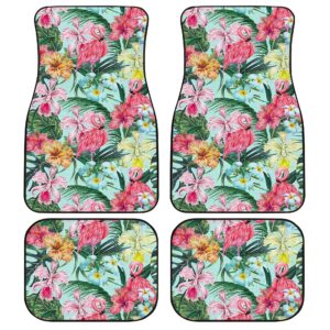 Pink Flamingo Car Floor Mats Custom Plumeria Hibiscus Tropical Flower Car Accessories