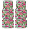 Pink Flamingo Car Floor Mats Custom Tropical Leaf Car Accessories