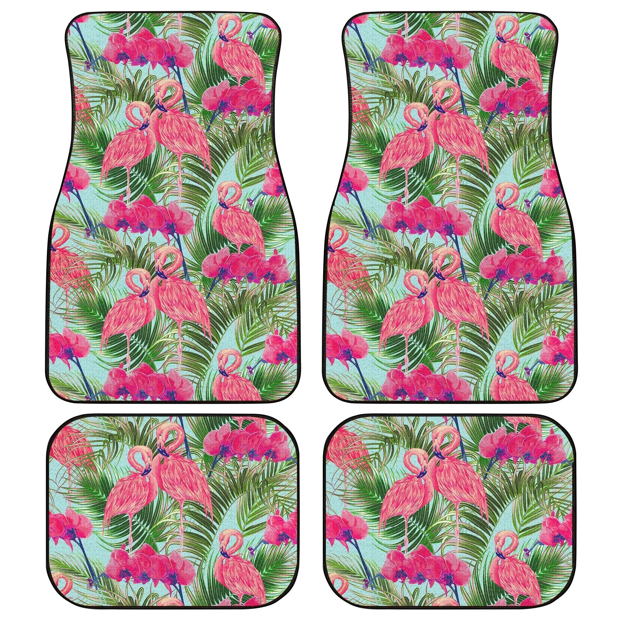 Pink Flamingo Car Floor Mats Custom Tropical Leaf Car Accessories Pink Flamingo Car Floor Mats Custom Tropical Leaf Car Accessories