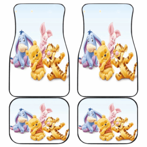 Pooh And Friends Funny Friendship in White theme Car Floor Mats 191030