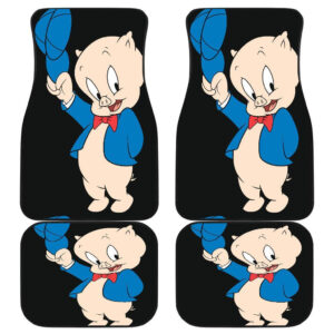 Porky Pig Funny in Black theme Car Floor Mats 191030