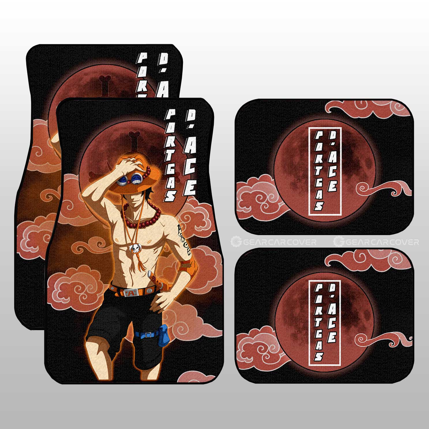Portgas D. Ace Car Floor Mats Custom One Piece Anime Car Accessories Gifts For Anime Fans Portgas D. Ace Car Floor Mats Custom One Piece Anime Car Accessories Gifts For Anime Fans