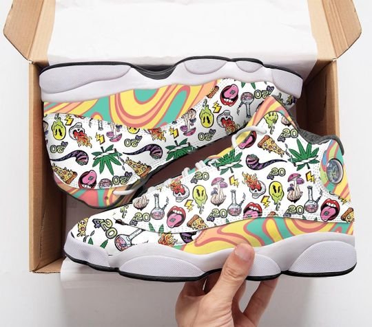Psychedelic Drug Pattern Rainbow All Over Printed Air Jordan 13 Sneakers Psychedelic Drug Pattern Rainbow All Over Printed Air Jordan 13 Sneakers