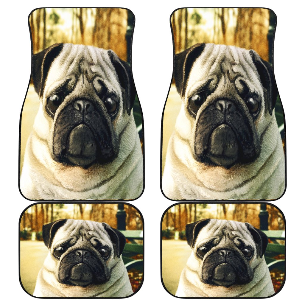 Pug Dog Front And Back Car Mats Pug Dog Front And Back Car Mats