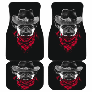 Pugdog Funny Cowboy in Black theme Car Floor Mats 191030
