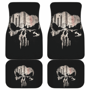 Punisher Skull Map in Black theme Car Floor Mats 191030