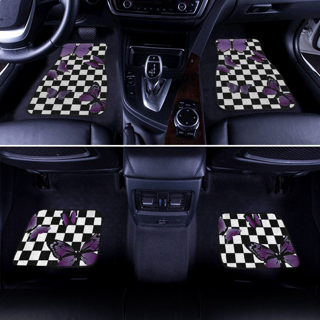 Purple-Butterfly-Car-Floor-Mats-Custom-Checkerboard-Car-Accessories-2