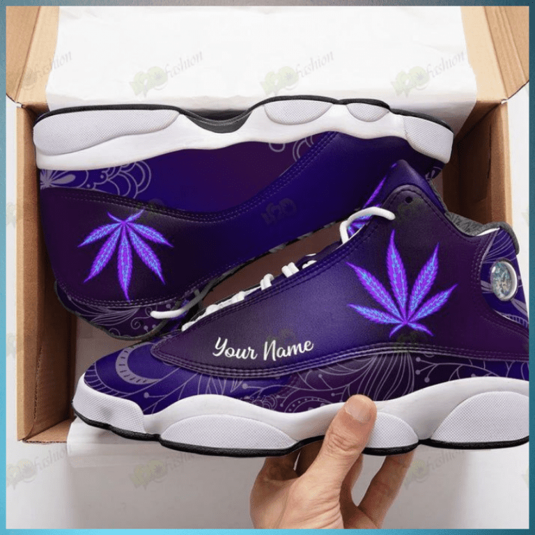 Purple-Weed-Custom-Personalized-Name-Air-Jordan-13-Shoes-3