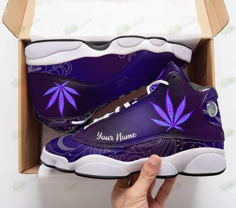 Purple Weed Custom Personalized Name Air Jordan 13 Shoes Purple Weed Custom Personalized Name Air Jordan 13 Shoes