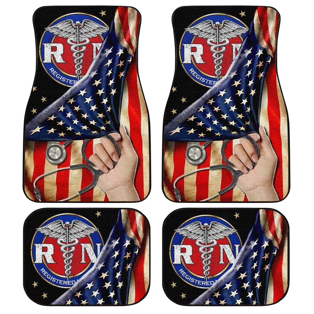 RN Nurse Car Floor Mats Custom American Flag Car Accessories RN Nurse Car Floor Mats Custom American Flag Car Accessories
