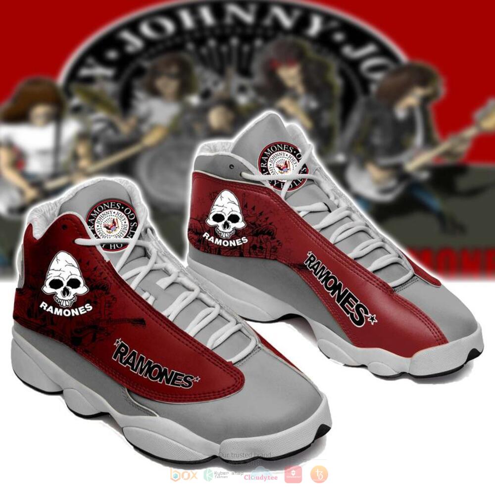 Ramones Band Skull Grey Red Air Jordan 13 Shoes Ramones Band Skull Grey Red Air Jordan 13 Shoes