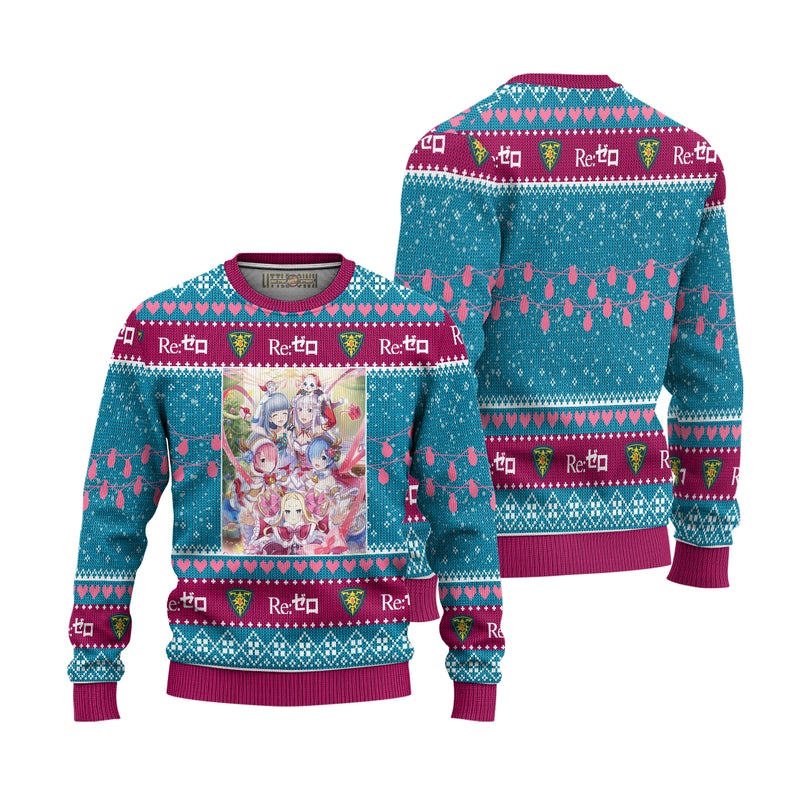 Re Zero Anime Ugly Christmas Sweater Custom Xmas Gift Re Zero Anime Ugly Christmas Sweater Custom Xmas Gift