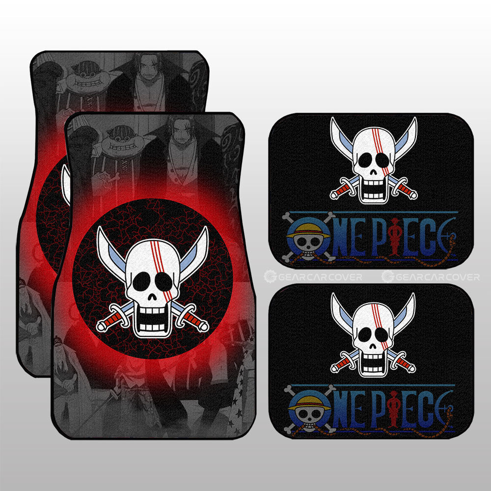 Red Hair Pirates Flag Car Floor Mats Custom One Piece Anime Car Accessories Red Hair Pirates Flag Car Floor Mats Custom One Piece Anime Car Accessories