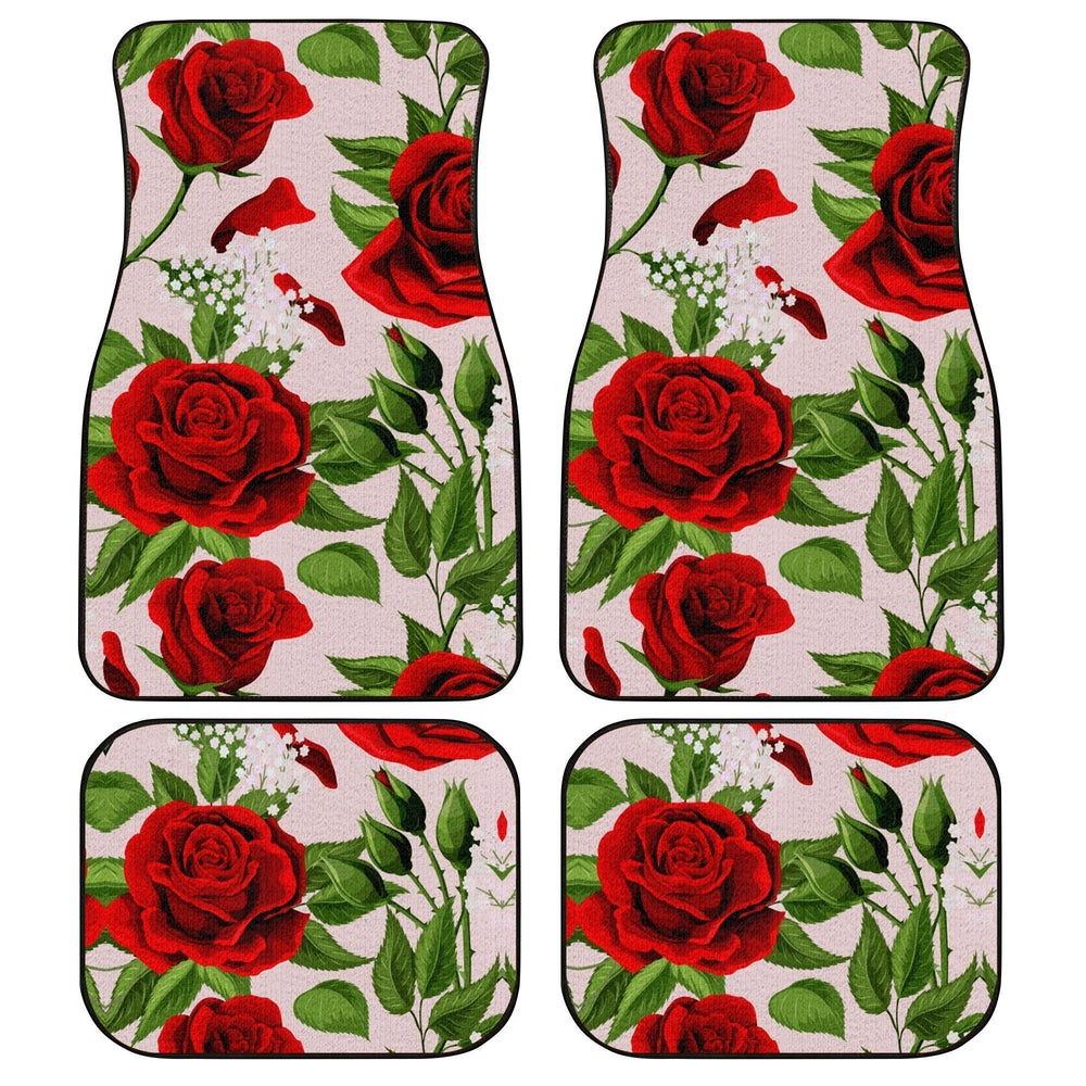 Red Rose Car Floor Mats Custom Flower Car Accessories Red Rose Car Floor Mats Custom Flower Car Accessories