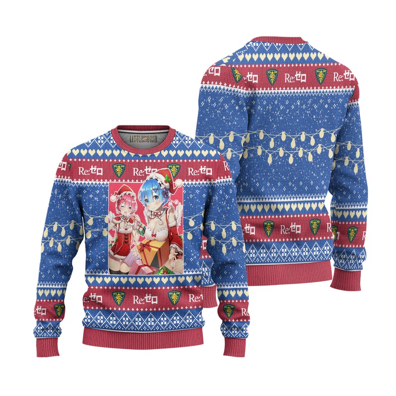 Rem x Ram Anime Ugly Christmas Sweater Custom Re Zero Xmas Gift Rem x Ram Anime Ugly Christmas Sweater Custom Re Zero Xmas Gift