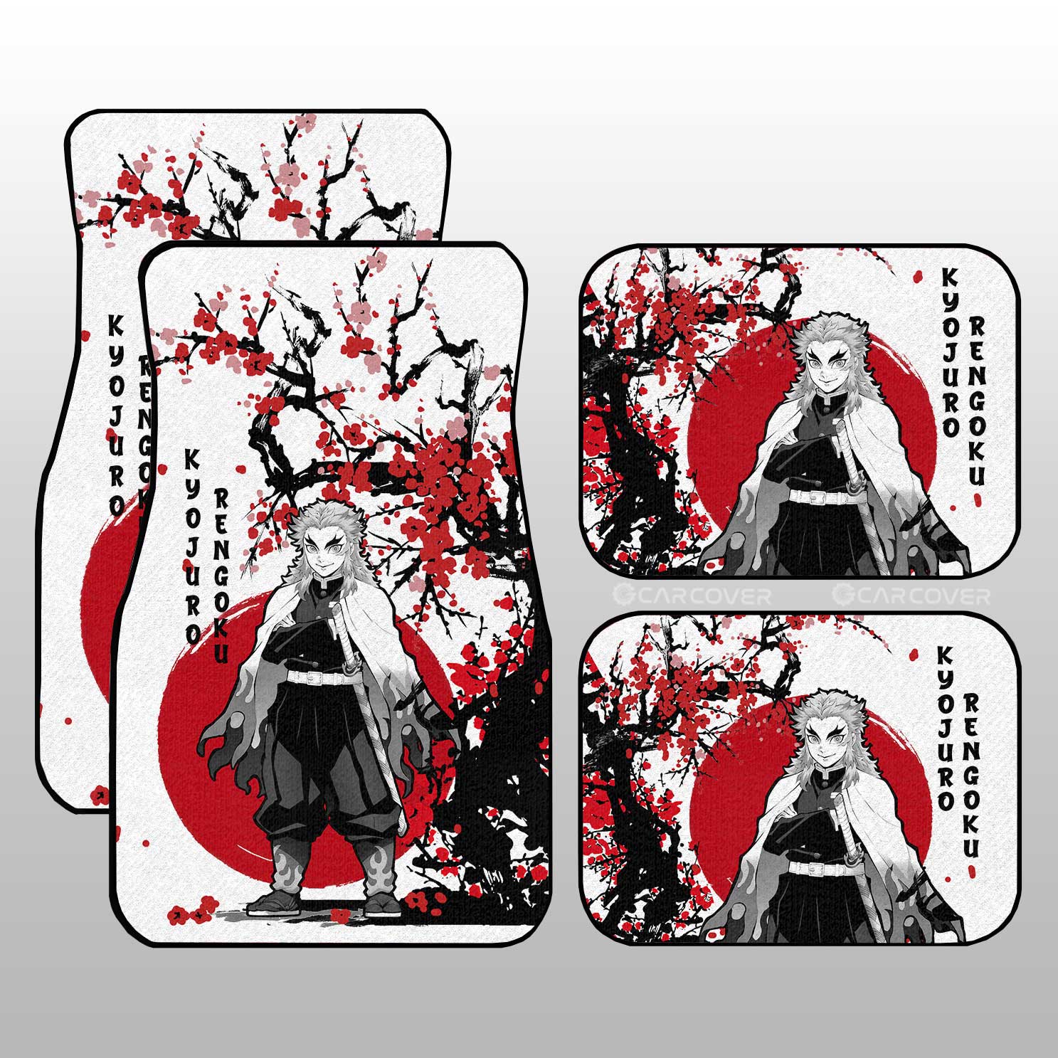 Rengoku Car Floor Mats Custom Japan Style Anime Demon Slayer Car Interior Accessories Rengoku Car Floor Mats Custom Japan Style Anime Demon Slayer Car Interior Accessories
