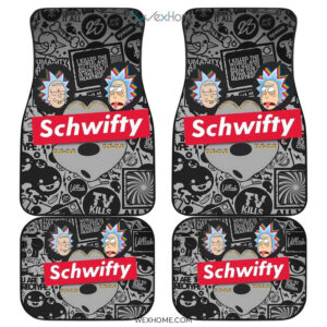 Rick Head Mickey Head Black And White Rick And Morty Car Floor Mats UBC041901