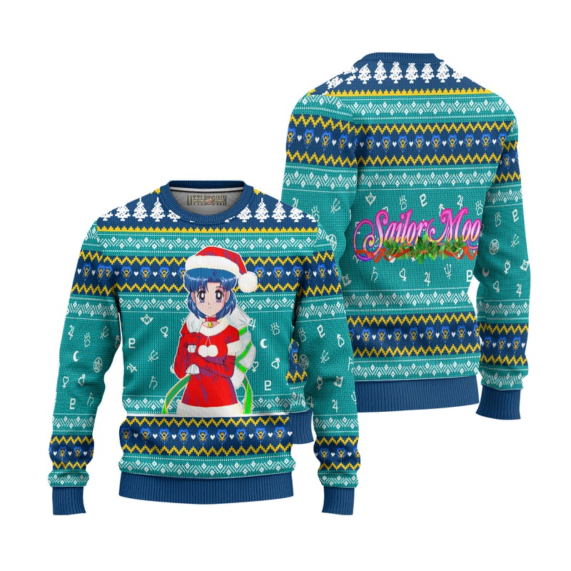 Sailor Mercury Ugly Christmas Sweater Sailor Moon Anime Xmas Gift Sailor Mercury Ugly Christmas Sweater Sailor Moon Anime Xmas Gift