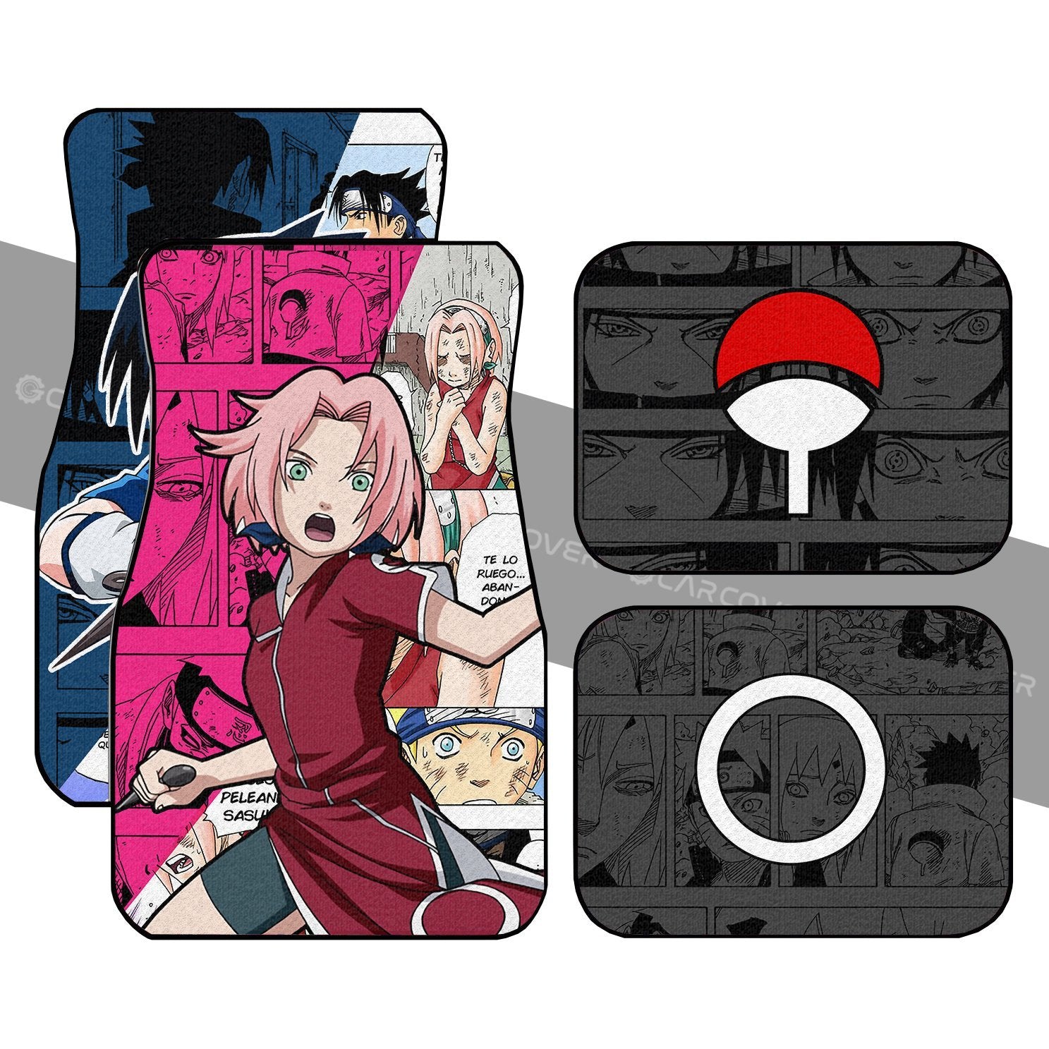 Sasuke And Sakura Car Floor Mats Custom Anime Mix Manga Naruto Car Interior Accessories Sasuke And Sakura Car Floor Mats Custom Anime Mix Manga Naruto Car Interior Accessories