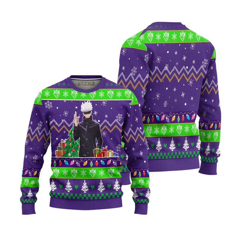 Satoru Gojo Ugly Christmas Sweater Custom Jujutsu Kaisen Anime Xmas Gift Satoru Gojo Ugly Christmas Sweater Custom Jujutsu Kaisen Anime Xmas Gift