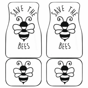 Save The Bee Art Draw Black & White Car Floor Mats 191031