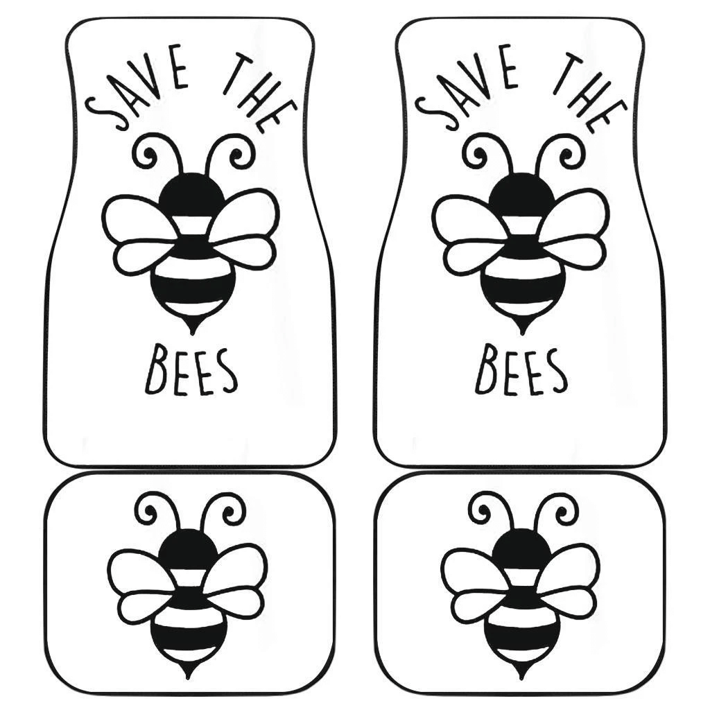 Save The Bee Art Draw Black & White Car Floor Mats 191031 Save The Bee Art Draw Black & White Car Floor Mats 191031