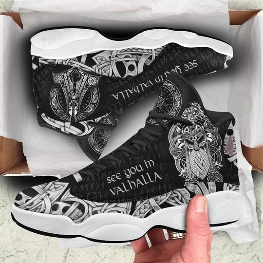See You In Valhalla Viking All Over Printed Air Jordan 13 Sneakers See You In Valhalla Viking All Over Printed Air Jordan 13 Sneakers