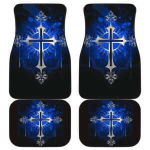 Silver Cross Blue Art Car Floor Mats