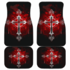 Silver cross Art in Red theme Car Floor Mats 191031