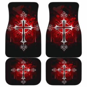 Silver cross Art in Red theme Car Floor Mats 191031