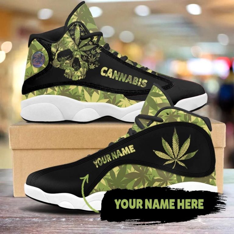 Skull-Camo-Cannabis-Custom-Name-Air-Jordan-13-Sneakers-1