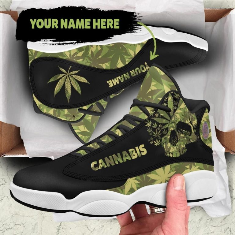 Skull-Camo-Cannabis-Custom-Name-Air-Jordan-13-Sneakers-2
