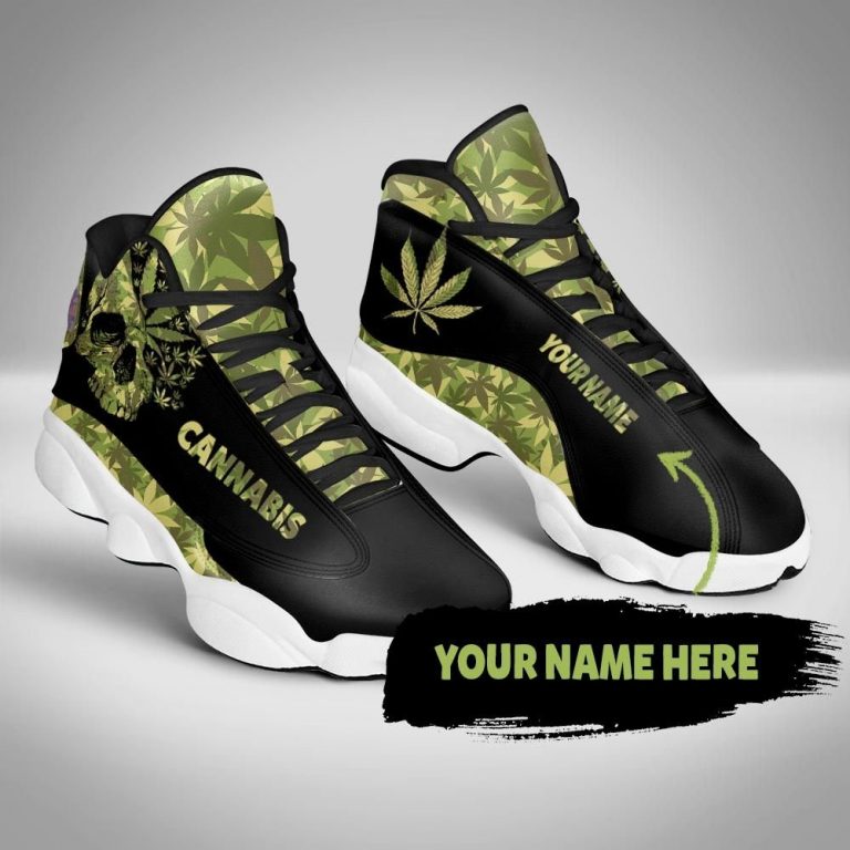 Skull-Camo-Cannabis-Custom-Name-Air-Jordan-13-Sneakers-3