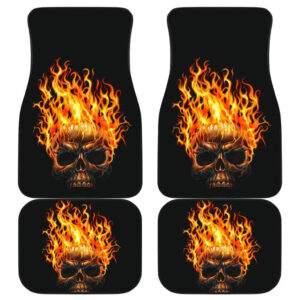 Skull Fire Evil in Black theme Car Floor Mats 191031