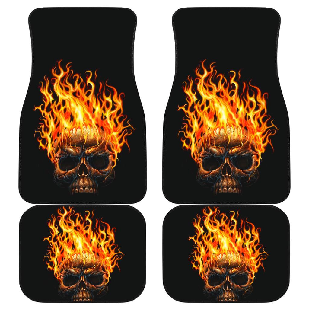 Skull Fire Front And Back Car Mats Skull Fire Front And Back Car Mats