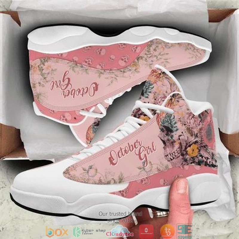 Skull Gift Pink October Girl Skull Air Jordan 13 Sneaker Shoes Skull Gift Pink October Girl Skull Air Jordan 13 Sneaker Shoes