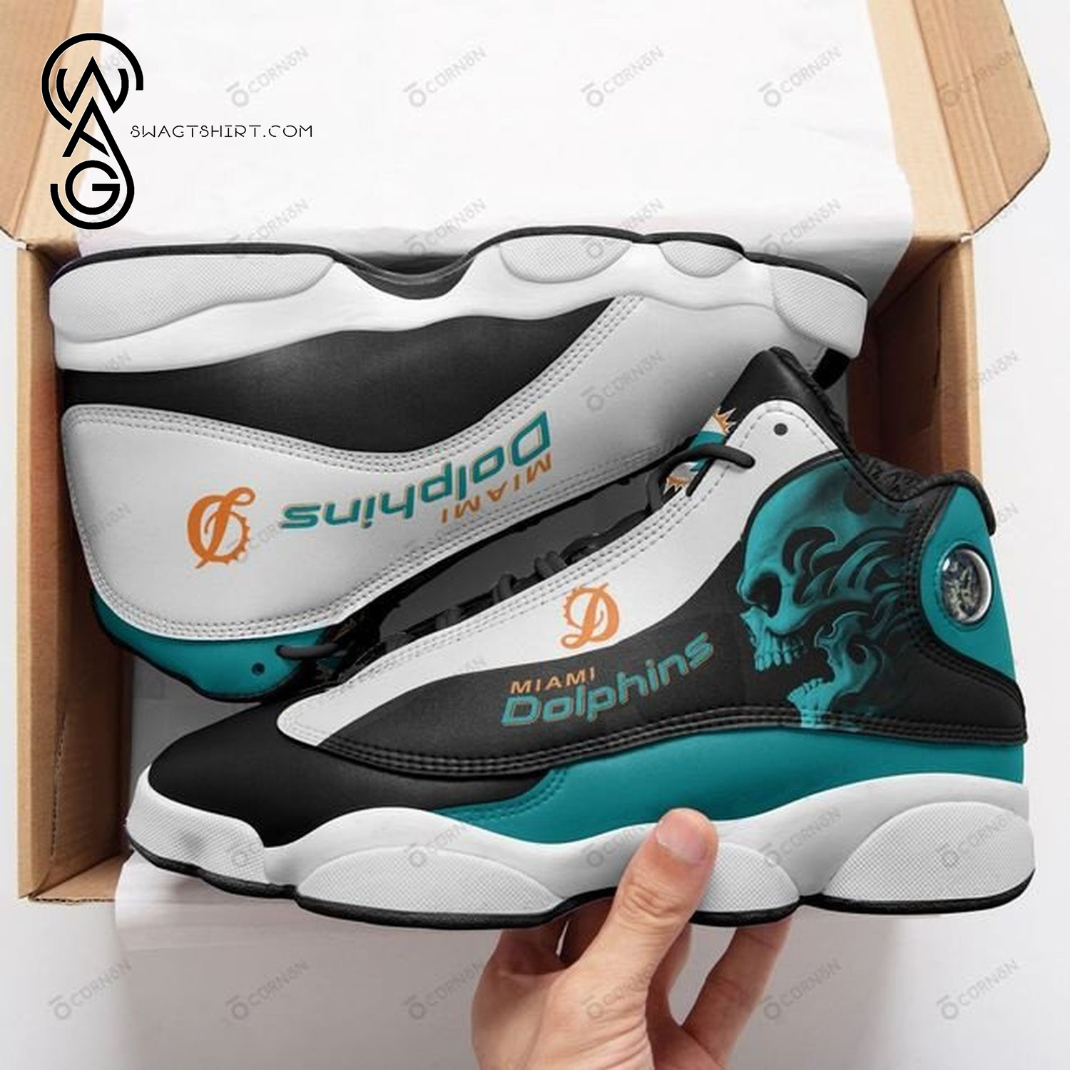 Skull Nfl Miami Dolphins Air Jordan 13 Shoes Skull Nfl Miami Dolphins Air Jordan 13 Shoes